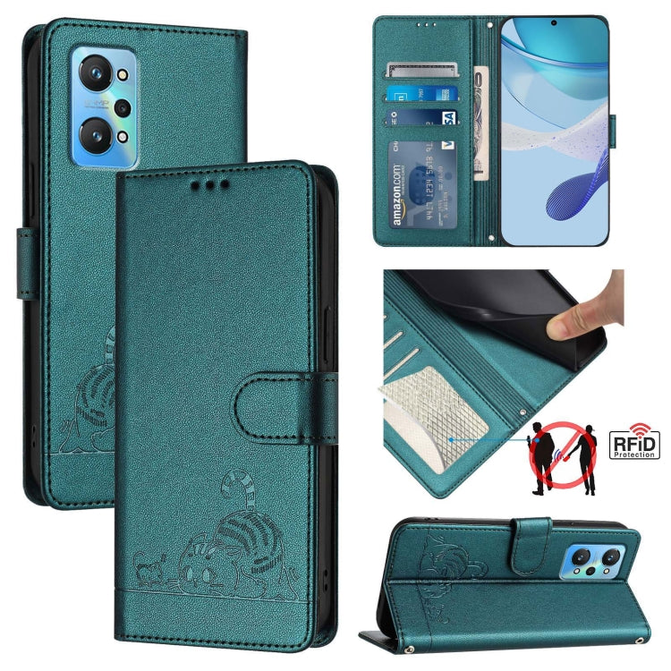 Cat Rat Embossed Pattern RFID Leather Phone Case with Lanyard, For Realme 10 4G Global, For Realme C30 4G / Narzo 50i Prime, For Realme C30S, For Realme 9i 5G India, For Realme GT NEO 3T, For Realme 9 Pro+ 5G, For Realme Narzo 50 Pro 5G                ...