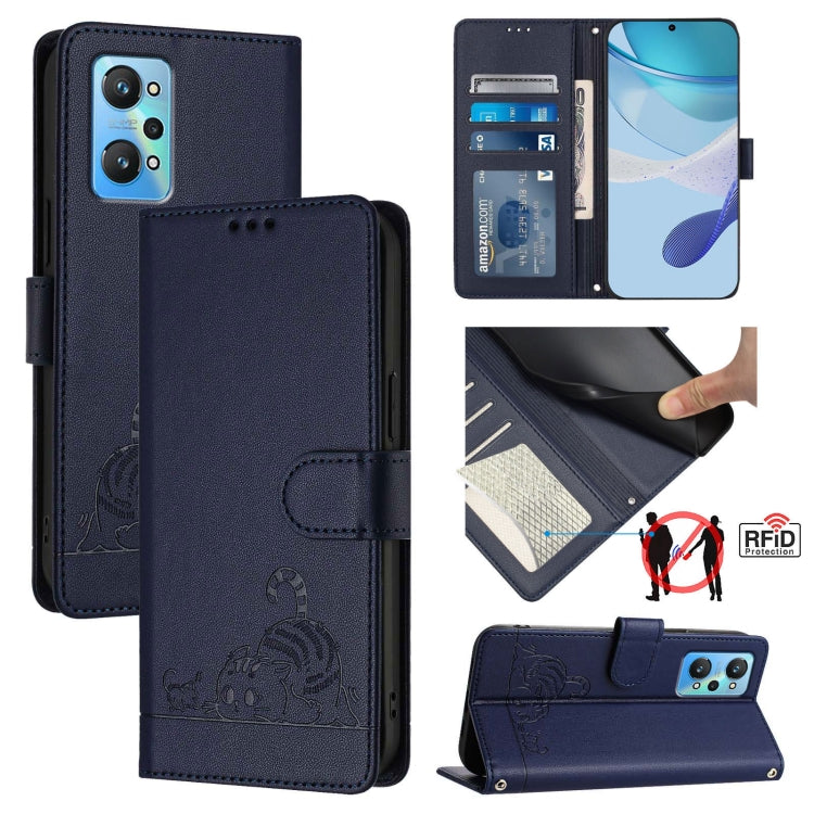 Cat Rat Embossed Pattern RFID Leather Phone Case with Lanyard, For Realme 10 4G Global, For Realme C30 4G / Narzo 50i Prime, For Realme C30S, For Realme 9i 5G India, For Realme GT NEO 3T, For Realme 9 Pro+ 5G, For Realme Narzo 50 Pro 5G                ...