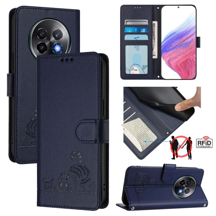 Cat Rat Embossed Pattern RFID Leather Phone Case with Lanyard, For Realme 14 Pro 5G, For Realme GT 7 Pro 5G, For Realme C63 5G Global, For Realme Note 60 4G Global, For Realme 13+ 5G Global, For Realme 13 Pro / 13 Pro+ 5G, For Realme GT 6 5G Global    ...
