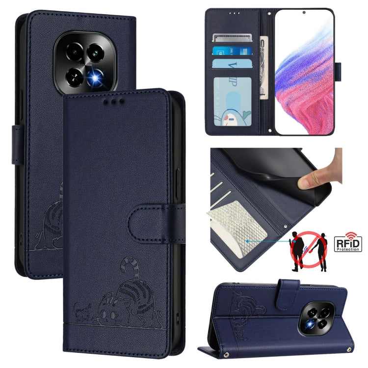 Cat Rat Embossed Pattern RFID Leather Phone Case with Lanyard, For Realme 14 Pro 5G, For Realme GT 7 Pro 5G, For Realme C63 5G Global, For Realme Note 60 4G Global, For Realme 13+ 5G Global, For Realme 13 Pro / 13 Pro+ 5G, For Realme GT 6 5G Global    ...