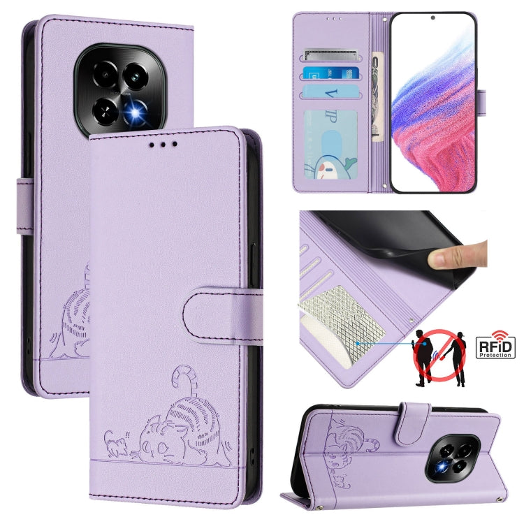 Cat Rat Embossed Pattern RFID Leather Phone Case with Lanyard, For Realme 14 Pro 5G, For Realme GT 7 Pro 5G, For Realme C63 5G Global, For Realme Note 60 4G Global, For Realme 13+ 5G Global, For Realme 13 Pro / 13 Pro+ 5G, For Realme GT 6 5G Global    ...