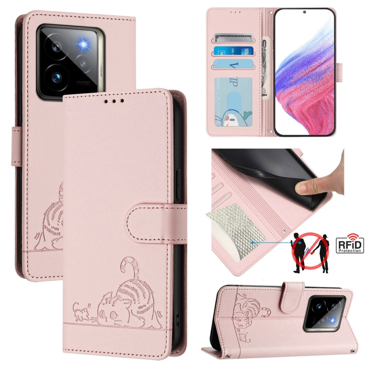 Cat Rat Embossed Pattern RFID Leather Phone Case with Lanyard, For Realme 14 Pro 5G, For Realme GT 7 Pro 5G, For Realme C63 5G Global, For Realme Note 60 4G Global, For Realme 13+ 5G Global, For Realme 13 Pro / 13 Pro+ 5G, For Realme GT 6 5G Global    ...