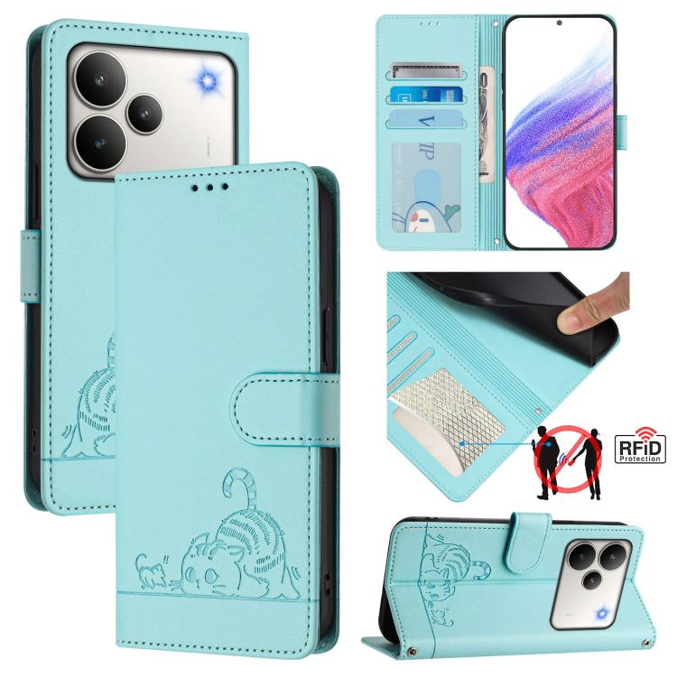 Cat Rat Embossed Pattern RFID Leather Phone Case with Lanyard, For Realme 16 Pro 5G Global, For Realme Note 70 4G / 70T 4G, For Realme C85 5G / 15x 5G India, For Realme P4 Pro 5G, For Realme P4 5G, For Realme 15T 5G Global, For Realme C71 4G India     ...