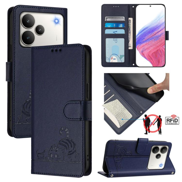 Cat Rat Embossed Pattern RFID Leather Phone Case with Lanyard, For Realme 16 Pro 5G Global, For Realme Note 70 4G / 70T 4G, For Realme C85 5G / 15x 5G India, For Realme P4 Pro 5G, For Realme P4 5G, For Realme 15T 5G Global, For Realme C71 4G India     ...