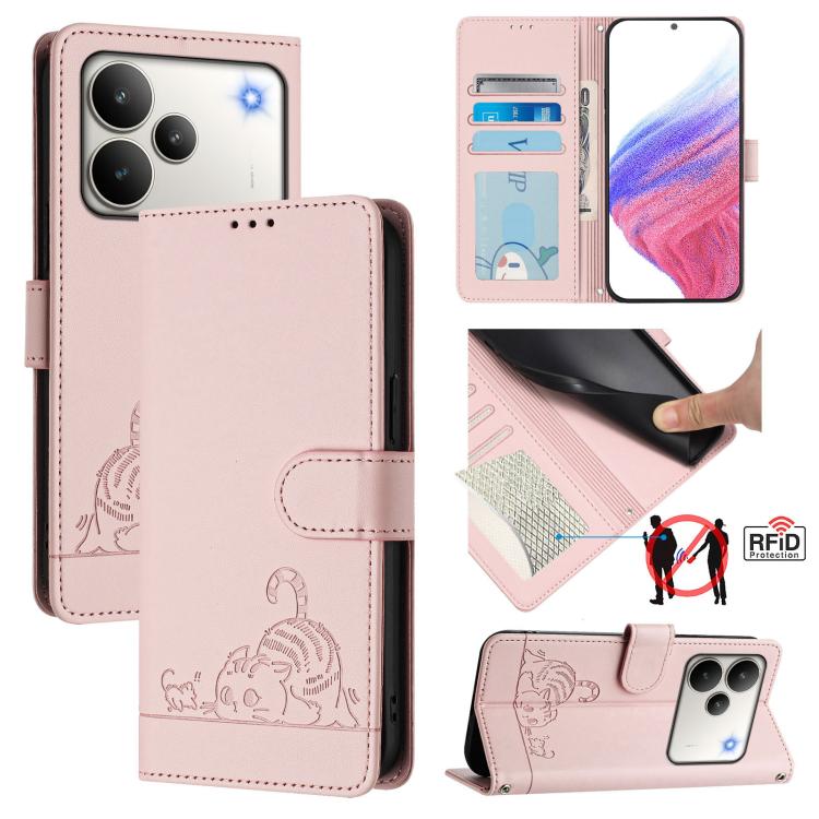 Cat Rat Embossed Pattern RFID Leather Phone Case with Lanyard, For Realme 16 Pro 5G Global, For Realme Note 70 4G / 70T 4G, For Realme C85 5G / 15x 5G India, For Realme P4 Pro 5G, For Realme P4 5G, For Realme 15T 5G Global, For Realme C71 4G India     ...
