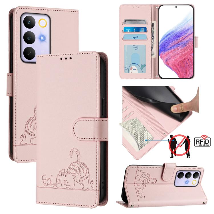 Cat Rat Embossed Pattern RFID Leather Phone Case with Lanyard, For Realme 16 Pro 5G Global, For Realme Note 70 4G / 70T 4G, For Realme C85 5G / 15x 5G India, For Realme P4 Pro 5G, For Realme P4 5G, For Realme 15T 5G Global, For Realme C71 4G India     ...