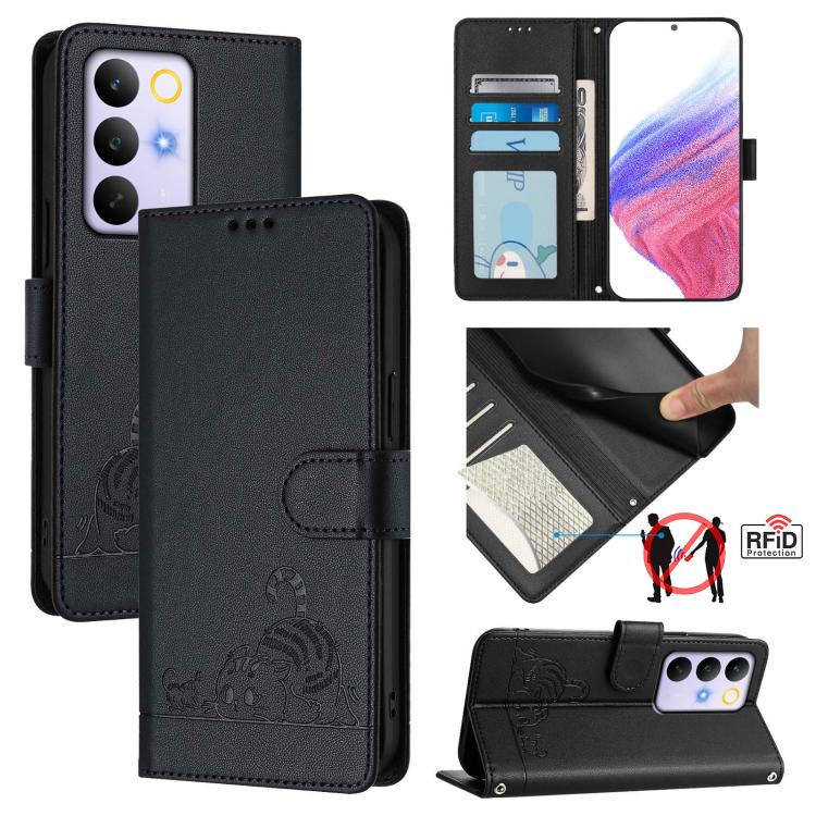 Cat Rat Embossed Pattern RFID Leather Phone Case with Lanyard, For Realme 16 Pro 5G Global, For Realme Note 70 4G / 70T 4G, For Realme C85 5G / 15x 5G India, For Realme P4 Pro 5G, For Realme P4 5G, For Realme 15T 5G Global, For Realme C71 4G India     ...