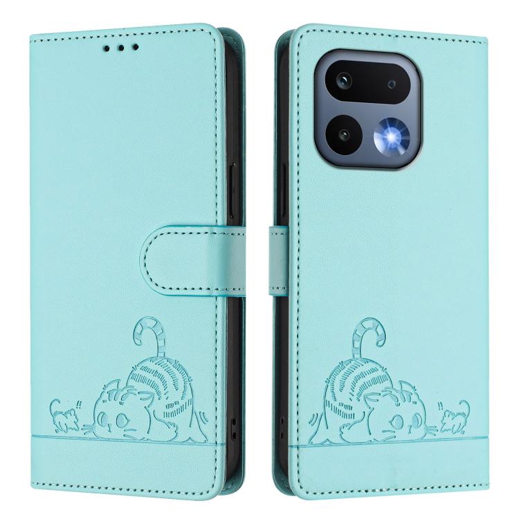 Cat Rat Embossed Pattern RFID Leather Phone Case with Lanyard, For Realme 16 Pro 5G Global, For Realme Note 70 4G / 70T 4G, For Realme C85 5G / 15x 5G India, For Realme P4 Pro 5G, For Realme P4 5G, For Realme 15T 5G Global, For Realme C71 4G India     ...
