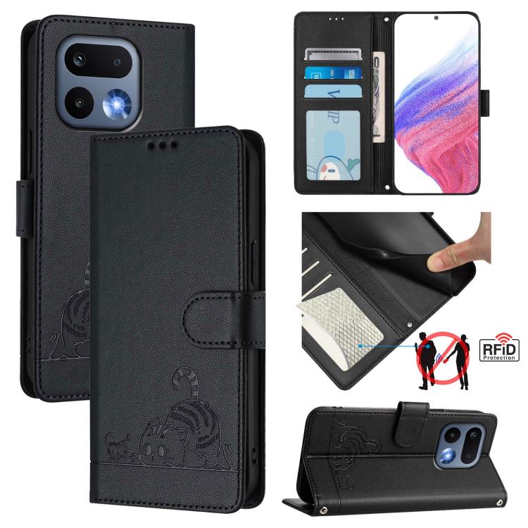 Cat Rat Embossed Pattern RFID Leather Phone Case with Lanyard, For Realme 16 Pro 5G Global, For Realme Note 70 4G / 70T 4G, For Realme C85 5G / 15x 5G India, For Realme P4 Pro 5G, For Realme P4 5G, For Realme 15T 5G Global, For Realme C71 4G India     ...