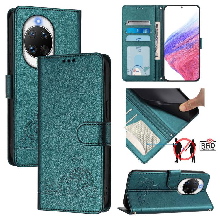 Cat Rat Embossed Pattern RFID Leather Phone Case with Lanyard, For Huawei nova 14 Lite 5G / nova 15 / 16z, For Huawei nova 16 5G, For Huawei Pura 90 Pro Max 5G, For Huawei Pura 90 Pro 5G, For Huawei Mate 70 Air 5G, For Huawei Enjoy 80s 4G              ...