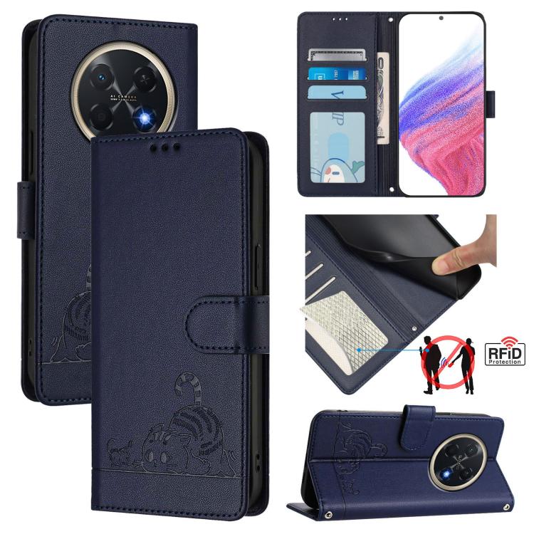 Cat Rat Embossed Pattern RFID Leather Phone Case with Lanyard, For Huawei nova 14 Lite 5G / nova 15 / 16z, For Huawei nova 16 5G, For Huawei Pura 90 Pro Max 5G, For Huawei Pura 90 Pro 5G, For Huawei Mate 70 Air 5G, For Huawei Enjoy 80s 4G              ...
