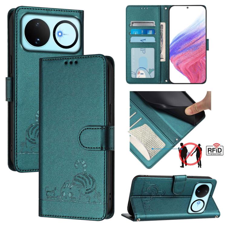 Cat Rat Embossed Pattern RFID Leather Phone Case with Lanyard, For Huawei nova 14 Lite 5G / nova 15 / 16z, For Huawei nova 16 5G, For Huawei Pura 90 Pro Max 5G, For Huawei Pura 90 Pro 5G, For Huawei Mate 70 Air 5G, For Huawei Enjoy 80s 4G              ...