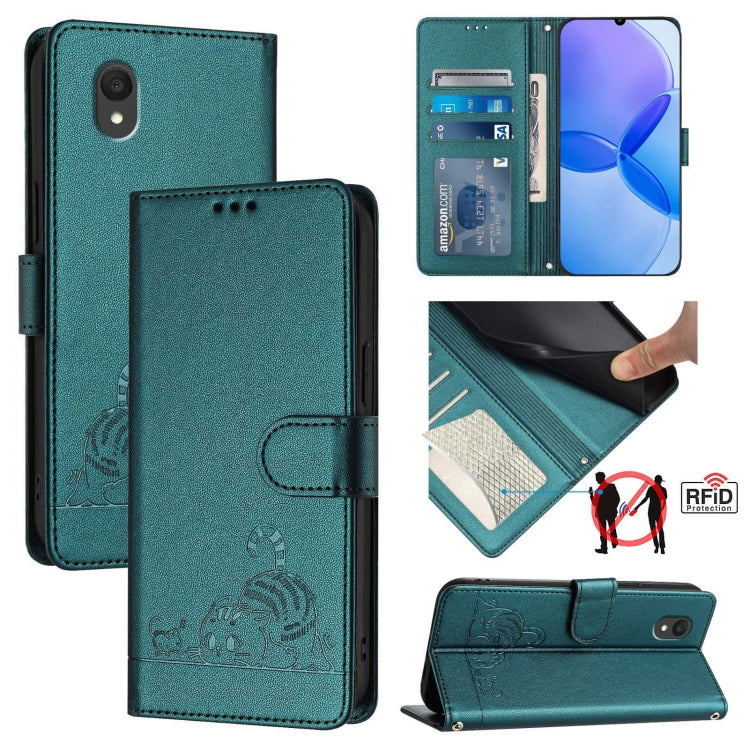 Cat Rat Embossed Pattern RFID Leather Phone Case with Lanyard, For TCL K70 Power 4G / K70 4G, For TCL NxtPaper 70 Pro 5G, For TCL K32 5G / K33, For TCL 60 NxtPaper, For TCL 60 SE NxtPaper / 605, For TCL 50 Pro NxtPaper, For TCL 50 LE 5G, For TCL 201