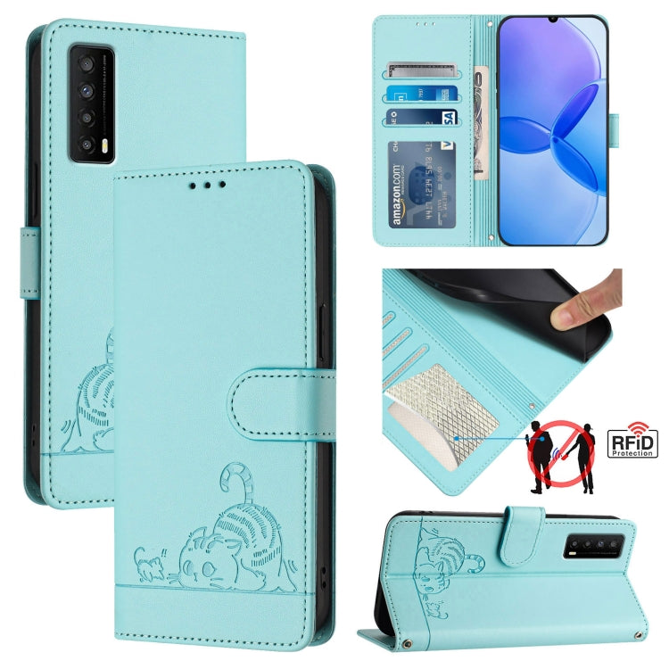 Cat Rat Embossed Pattern RFID Leather Phone Case with Lanyard, For TCL 403, For TCL 40 R, For TCL 30 XL T701DL, For TCL 305 / 306, For TCL Stylus 5G, For TCL 303, For TCL 30T T603DL, For TCL 30Z T602DL