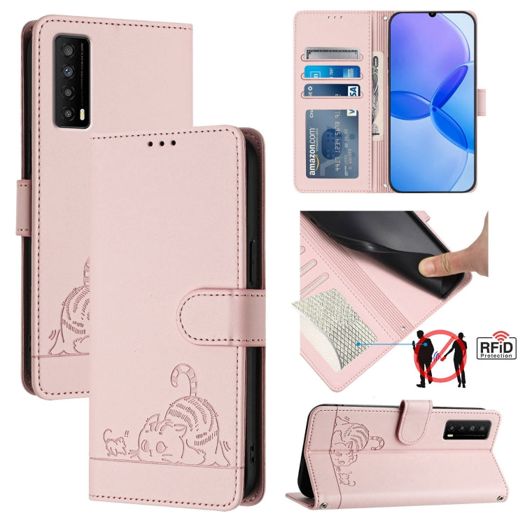 Cat Rat Embossed Pattern RFID Leather Phone Case with Lanyard, For TCL 403, For TCL 40 R, For TCL 30 XL T701DL, For TCL 305 / 306, For TCL Stylus 5G, For TCL 303, For TCL 30T T603DL, For TCL 30Z T602DL