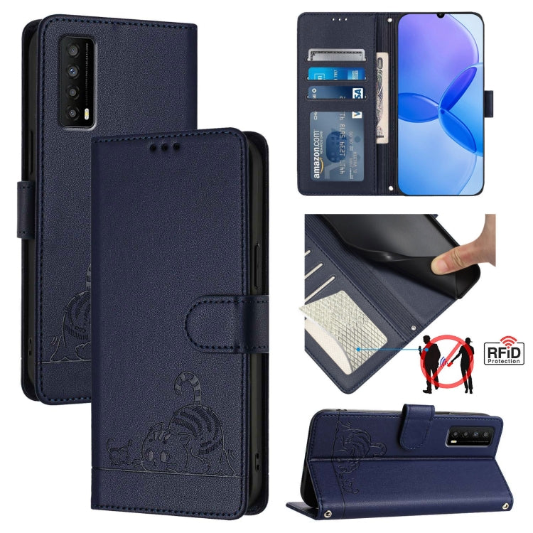 Cat Rat Embossed Pattern RFID Leather Phone Case with Lanyard, For TCL 403, For TCL 40 R, For TCL 30 XL T701DL, For TCL 305 / 306, For TCL Stylus 5G, For TCL 303, For TCL 30T T603DL, For TCL 30Z T602DL