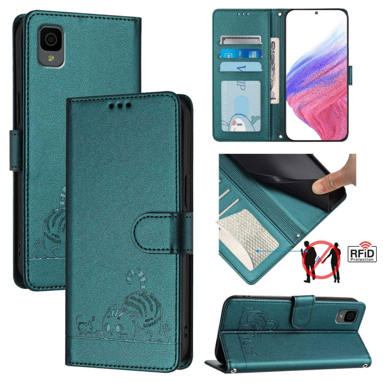 Cat Rat Embossed Pattern RFID Leather Phone Case with Lanyard, For TCL 403, For TCL 40 R, For TCL 30 XL T701DL, For TCL 305 / 306, For TCL Stylus 5G, For TCL 303, For TCL 30T T603DL, For TCL 30Z T602DL