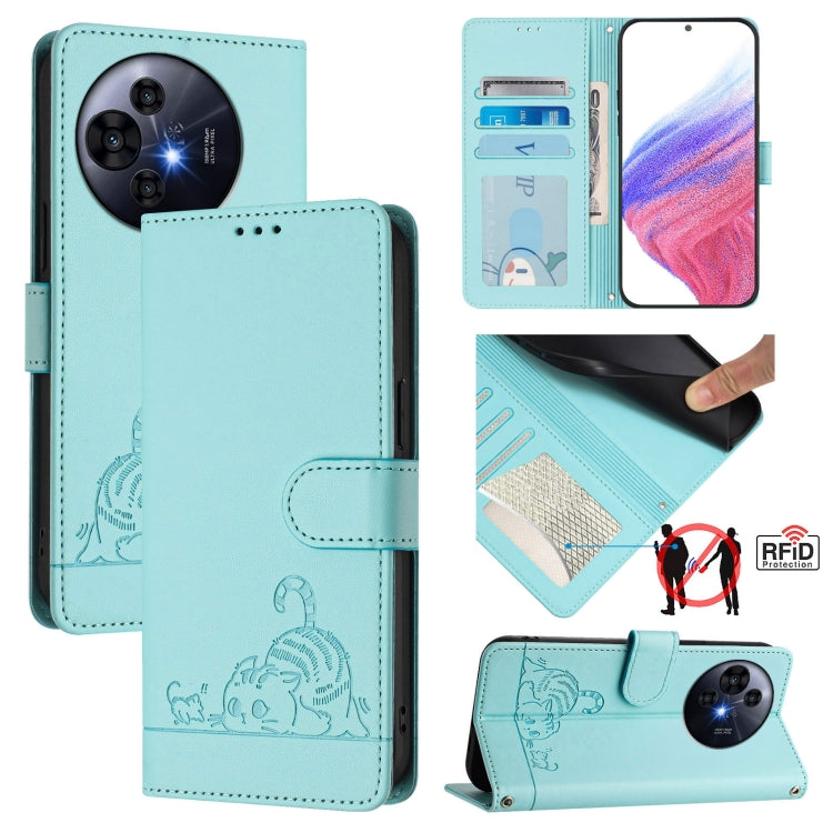Cat Rat Embossed Pattern RFID Leather Phone Case with Lanyard, For TCL K70 Power 4G / K70 4G, For TCL NxtPaper 70 Pro 5G, For TCL K32 5G / K33, For TCL 60 NxtPaper, For TCL 60 SE NxtPaper / 605, For TCL 50 Pro NxtPaper, For TCL 50 LE 5G, For TCL 201