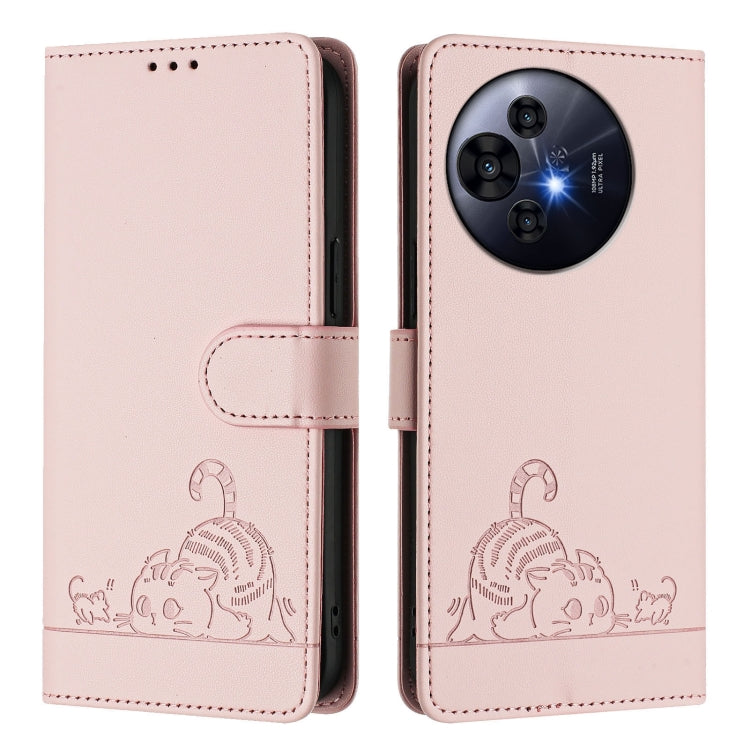 Cat Rat Embossed Pattern RFID Leather Phone Case with Lanyard, For TCL K70 Power 4G / K70 4G, For TCL NxtPaper 70 Pro 5G, For TCL K32 5G / K33, For TCL 60 NxtPaper, For TCL 60 SE NxtPaper / 605, For TCL 50 Pro NxtPaper, For TCL 50 LE 5G, For TCL 201