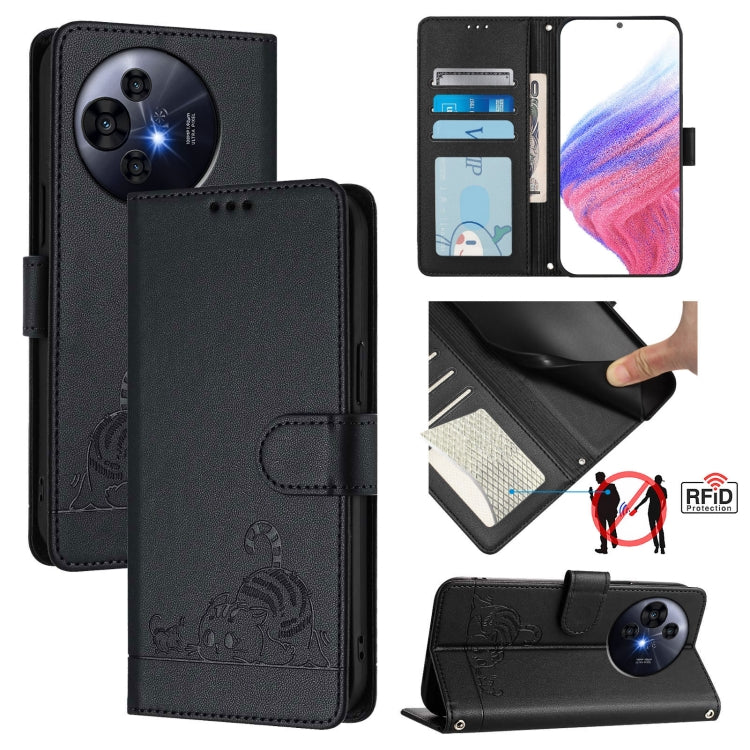 Cat Rat Embossed Pattern RFID Leather Phone Case with Lanyard, For TCL K70 Power 4G / K70 4G, For TCL NxtPaper 70 Pro 5G, For TCL K32 5G / K33, For TCL 60 NxtPaper, For TCL 60 SE NxtPaper / 605, For TCL 50 Pro NxtPaper, For TCL 50 LE 5G, For TCL 201
