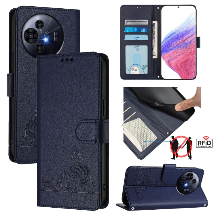 Cat Rat Embossed Pattern RFID Leather Phone Case with Lanyard, For TCL K70 Power 4G / K70 4G, For TCL NxtPaper 70 Pro 5G, For TCL K32 5G / K33, For TCL 60 NxtPaper, For TCL 60 SE NxtPaper / 605, For TCL 50 Pro NxtPaper, For TCL 50 LE 5G, For TCL 201