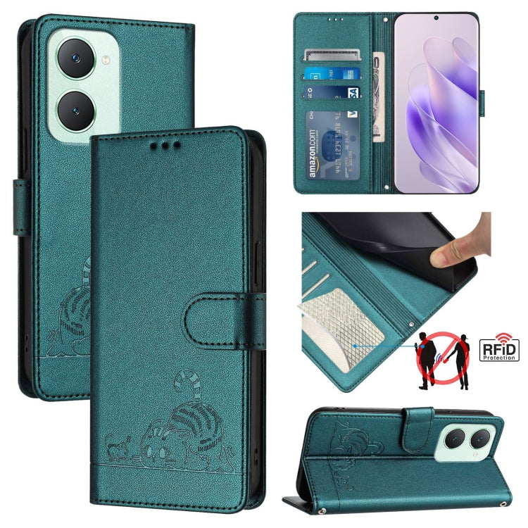 Cat Rat Embossed Pattern RFID Leather Phone Case with Lanyard, For vivo Y20A / Y20G / Y12A, For vivo Y03 4G Global, For vivo Y100 5G IDN, For vivo Y200E 5G Global, For vivo V30 5G Global, For vivo V30 Pro 5G Global, For vivo V29E 5G Global             ...