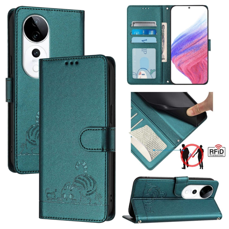 Cat Rat Embossed Pattern RFID Leather Phone Case with Lanyard, For vivo Y300 Pro, For vivo iQOO Z9s Pro 5G India, For vivo S19 Pro, For vivo S19, For vivo Y28 4G, For vivo Y38 5G, For vivo Y20 / Y20i / Y20S / Y11S, For vivo Y12S / iQOO U1x