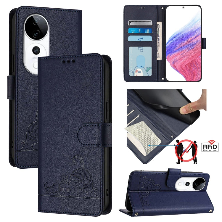 Cat Rat Embossed Pattern RFID Leather Phone Case with Lanyard, For vivo Y300 Pro, For vivo iQOO Z9s Pro 5G India, For vivo S19 Pro, For vivo S19, For vivo Y28 4G, For vivo Y38 5G, For vivo Y20 / Y20i / Y20S / Y11S, For vivo Y12S / iQOO U1x