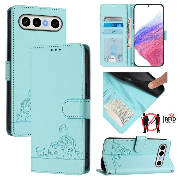 Cat Rat Embossed Pattern RFID Leather Phone Case with Lanyard, For vivo X300 FE 5G Zeiss, For vivo X300s 5G, For vivo Y21 5G 2026 / vivo Y05 4G, For vivo V70 FE 5G, For vivo X300 Ultra 5G, For vivo X300 Pro, For vivo X300, For vivo Y31 5G Global