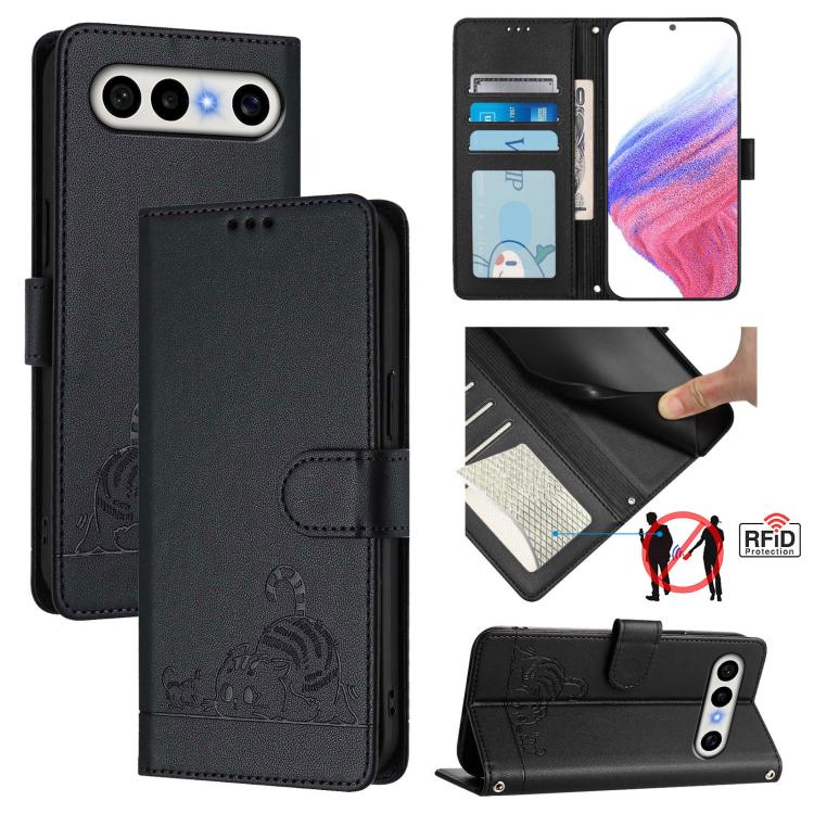 Cat Rat Embossed Pattern RFID Leather Phone Case with Lanyard, For vivo X300 FE 5G Zeiss, For vivo X300s 5G, For vivo Y21 5G 2026 / vivo Y05 4G, For vivo V70 FE 5G, For vivo X300 Ultra 5G, For vivo X300 Pro, For vivo X300, For vivo Y31 5G Global