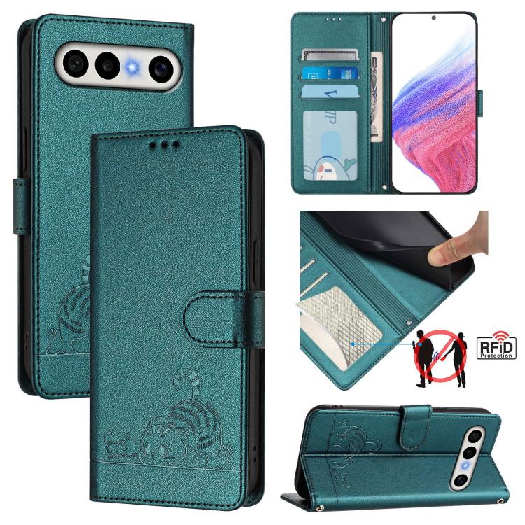 Cat Rat Embossed Pattern RFID Leather Phone Case with Lanyard, For vivo X300 FE 5G Zeiss, For vivo X300s 5G, For vivo Y21 5G 2026 / vivo Y05 4G, For vivo V70 FE 5G, For vivo X300 Ultra 5G, For vivo X300 Pro, For vivo X300, For vivo Y31 5G Global