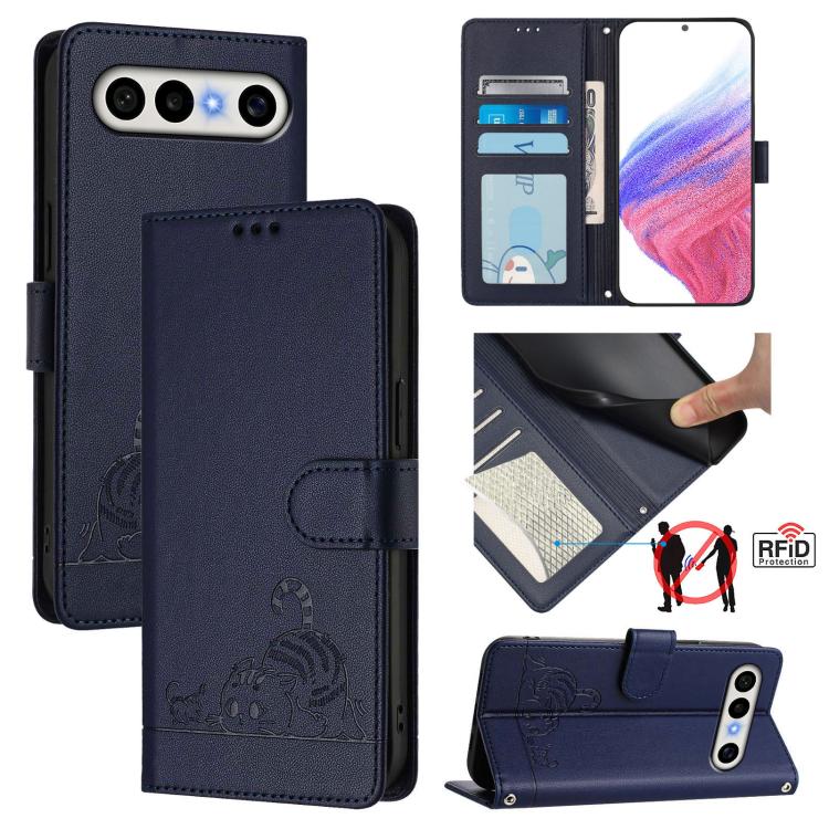Cat Rat Embossed Pattern RFID Leather Phone Case with Lanyard, For vivo X300 FE 5G Zeiss, For vivo X300s 5G, For vivo Y21 5G 2026 / vivo Y05 4G, For vivo V70 FE 5G, For vivo X300 Ultra 5G, For vivo X300 Pro, For vivo X300, For vivo Y31 5G Global