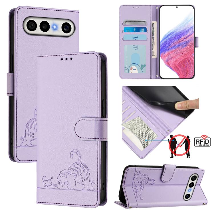 Cat Rat Embossed Pattern RFID Leather Phone Case with Lanyard, For vivo X300 FE 5G Zeiss, For vivo X300s 5G, For vivo Y21 5G 2026 / vivo Y05 4G, For vivo V70 FE 5G, For vivo X300 Ultra 5G, For vivo X300 Pro, For vivo X300, For vivo Y31 5G Global