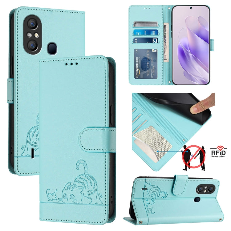 Cat Rat Embossed Pattern RFID Leather Phone Case with Lanyard, For itel A60 / A60S, For itel S23+, For itel S23 S665L, For itel S18 / Vision 5, For itel P40, For itel S17 S661W / Vision 3, For itel A58 / A49, For itel P17 / A27