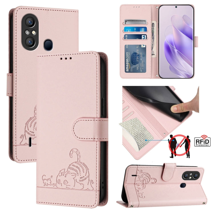 Cat Rat Embossed Pattern RFID Leather Phone Case with Lanyard, For itel A60 / A60S, For itel S23+, For itel S23 S665L, For itel S18 / Vision 5, For itel P40, For itel S17 S661W / Vision 3, For itel A58 / A49, For itel P17 / A27