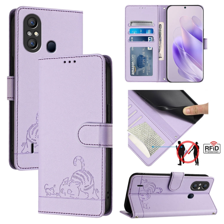Cat Rat Embossed Pattern RFID Leather Phone Case with Lanyard, For itel A60 / A60S, For itel S23+, For itel S23 S665L, For itel S18 / Vision 5, For itel P40, For itel S17 S661W / Vision 3, For itel A58 / A49, For itel P17 / A27