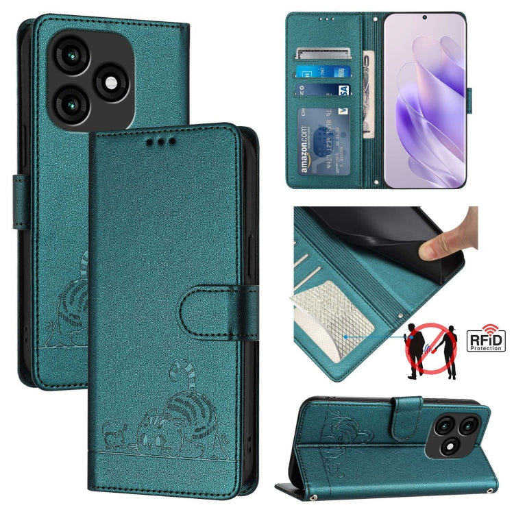 Cat Rat Embossed Pattern RFID Leather Phone Case with Lanyard, For itel A23 Pro / A17, For itel P55 5G, For itel RS4/S666LN, For itel S24, For itel P55+, For itel P55 4G, For itel A05s, For itel A70