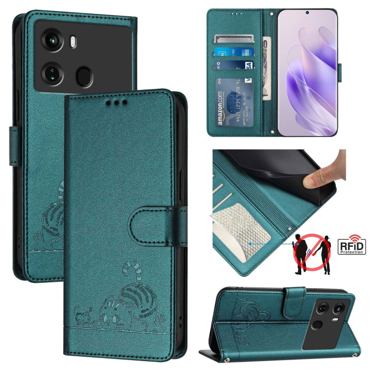 Cat Rat Embossed Pattern RFID Leather Phone Case with Lanyard, For itel A60 / A60S, For itel S23+, For itel S23 S665L, For itel S18 / Vision 5, For itel P40, For itel S17 S661W / Vision 3, For itel A58 / A49, For itel P17 / A27