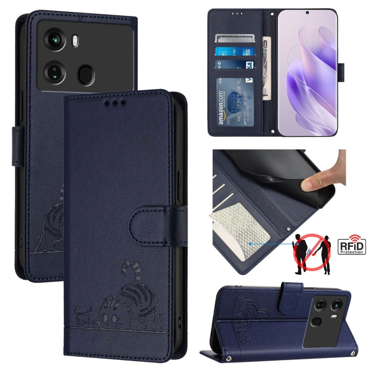 Cat Rat Embossed Pattern RFID Leather Phone Case with Lanyard, For itel A60 / A60S, For itel S23+, For itel S23 S665L, For itel S18 / Vision 5, For itel P40, For itel S17 S661W / Vision 3, For itel A58 / A49, For itel P17 / A27