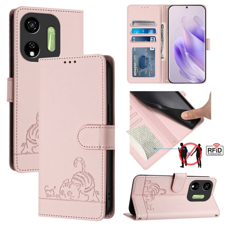 Cat Rat Embossed Pattern RFID Leather Phone Case with Lanyard, For itel A23 Pro / A17, For itel P55 5G, For itel RS4/S666LN, For itel S24, For itel P55+, For itel P55 4G, For itel A05s, For itel A70
