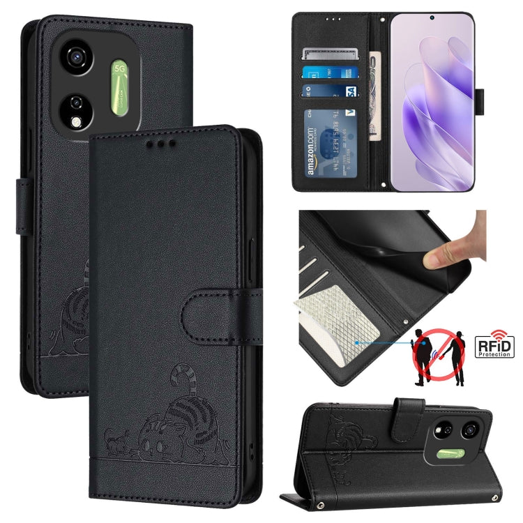 Cat Rat Embossed Pattern RFID Leather Phone Case with Lanyard, For itel A23 Pro / A17, For itel P55 5G, For itel RS4/S666LN, For itel S24, For itel P55+, For itel P55 4G, For itel A05s, For itel A70