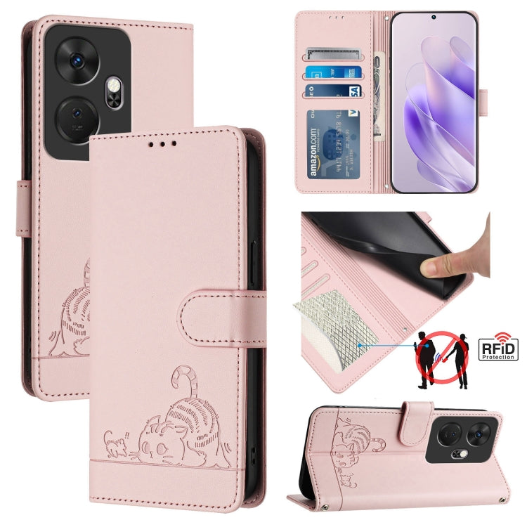 Cat Rat Embossed Pattern RFID Leather Phone Case with Lanyard, For itel A23 Pro / A17, For itel P55 5G, For itel RS4/S666LN, For itel S24, For itel P55+, For itel P55 4G, For itel A05s, For itel A70
