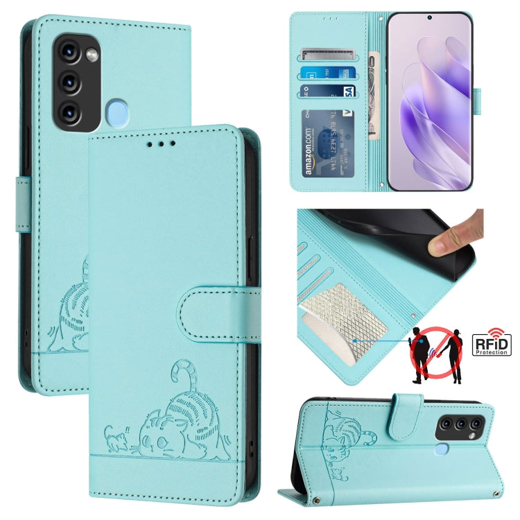 Cat Rat Embossed Pattern RFID Leather Phone Case with Lanyard, For itel A60 / A60S, For itel S23+, For itel S23 S665L, For itel S18 / Vision 5, For itel P40, For itel S17 S661W / Vision 3, For itel A58 / A49, For itel P17 / A27