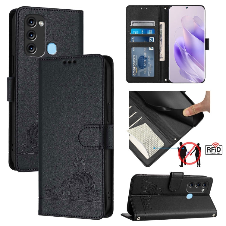 Cat Rat Embossed Pattern RFID Leather Phone Case with Lanyard, For itel A60 / A60S, For itel S23+, For itel S23 S665L, For itel S18 / Vision 5, For itel P40, For itel S17 S661W / Vision 3, For itel A58 / A49, For itel P17 / A27