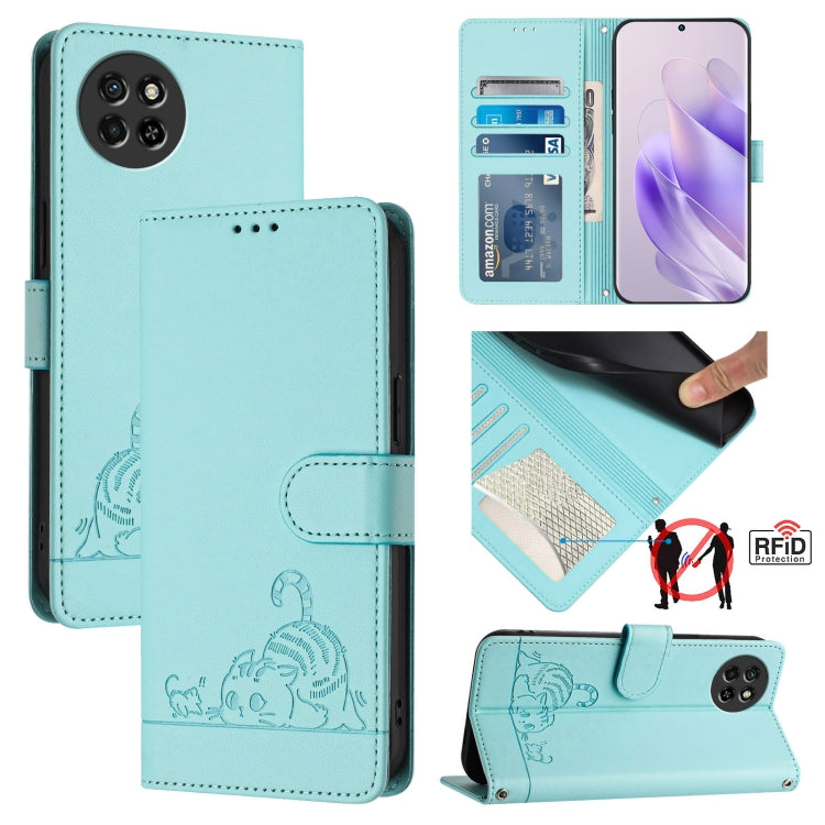 Cat Rat Embossed Pattern RFID Leather Phone Case with Lanyard, For itel A60 / A60S, For itel S23+, For itel S23 S665L, For itel S18 / Vision 5, For itel P40, For itel S17 S661W / Vision 3, For itel A58 / A49, For itel P17 / A27