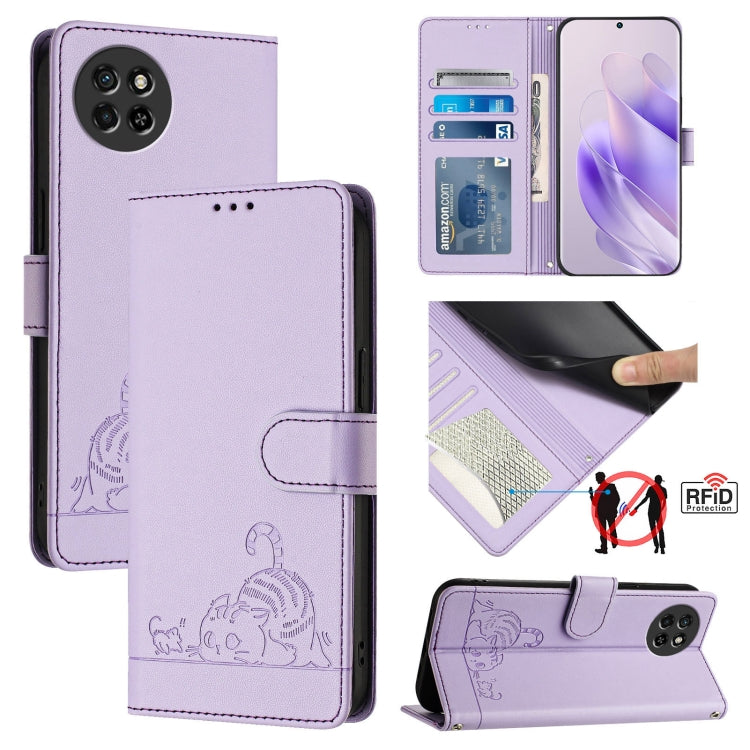 Cat Rat Embossed Pattern RFID Leather Phone Case with Lanyard, For itel A60 / A60S, For itel S23+, For itel S23 S665L, For itel S18 / Vision 5, For itel P40, For itel S17 S661W / Vision 3, For itel A58 / A49, For itel P17 / A27
