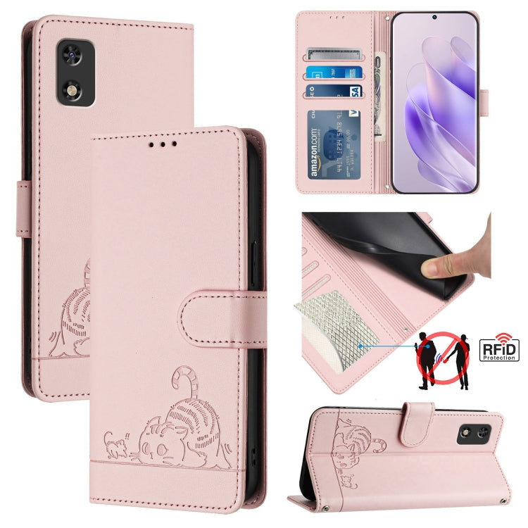 Cat Rat Embossed Pattern RFID Leather Phone Case with Lanyard, For itel A23 Pro / A17, For itel P55 5G, For itel RS4/S666LN, For itel S24, For itel P55+, For itel P55 4G, For itel A05s, For itel A70