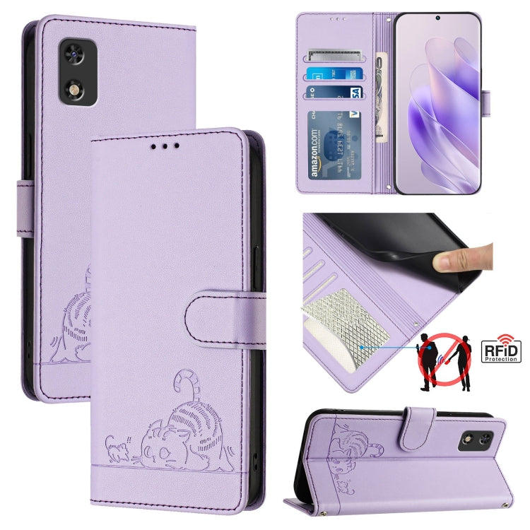 Cat Rat Embossed Pattern RFID Leather Phone Case with Lanyard, For itel A23 Pro / A17, For itel P55 5G, For itel RS4/S666LN, For itel S24, For itel P55+, For itel P55 4G, For itel A05s, For itel A70