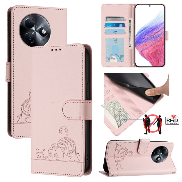 Cat Rat Embossed Pattern RFID Leather Phone Case with Lanyard, For itel A23 Pro / A17, For itel P55 5G, For itel RS4/S666LN, For itel S24, For itel P55+, For itel P55 4G, For itel A05s, For itel A70