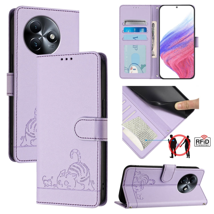 Cat Rat Embossed Pattern RFID Leather Phone Case with Lanyard, For itel A23 Pro / A17, For itel P55 5G, For itel RS4/S666LN, For itel S24, For itel P55+, For itel P55 4G, For itel A05s, For itel A70